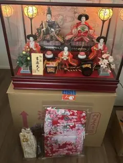 秀月ひな人形セット 赤い布装飾 - メルカリ