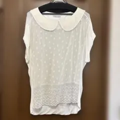 TSUMORI CHISATO 半袖ブラウス 刺繍レース ホワイトのサムネイル