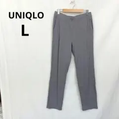 ユニクロ▶リブパンツ グレー ストレート ウエストゴム L