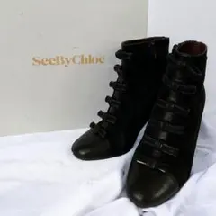 極美品 Chloe クロエ レザー ショートブーツ ブラック 23cm 極美品 Chloe クロエ レザー ショートブーツ ブラック 23cm 2025