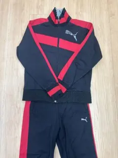 PUMA メンズ　ジャージ セットアップ 上L 下M ブラック×レッドライン