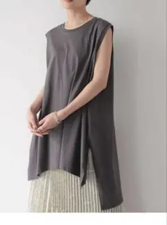 【新品】アメリカンホリック　前後差ノースリーブカットチュニック　グレーM
