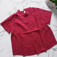 ✨新品✨YJYL FASHION ドット柄 半袖シャツ レッド L