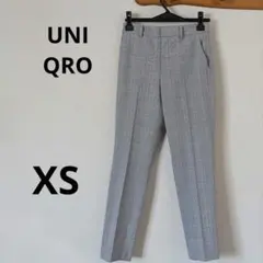美品ユニクロ EZYアンクルパンツ チェック XS グレー 2WAYストレッチ