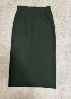 UNIQLO ストレッチダブルフェイスナロースカート L ダークグリーン