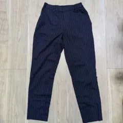 UNIQLO ネイビー ストライプ スリムフィットパンツ テーパードパンツ