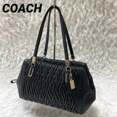COACH コーチ マディソン ギャザード レザー 2WAY 黒　ハンドバッグ