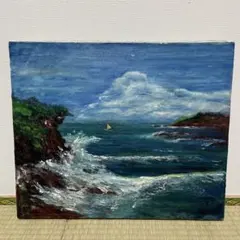 油彩画 海の風景画 海洋風画　キャンバスアートのサムネイル