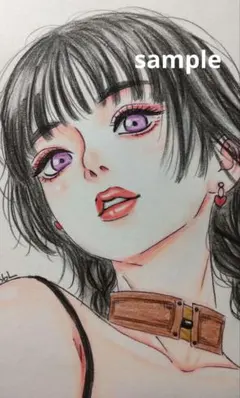 女性 手描きオリジナルイラスト アナログ 原画 - メルカリ
