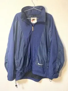 NIKE ナイロンジャケット 刺繍ロゴ ネイビー 90s 銀タグ