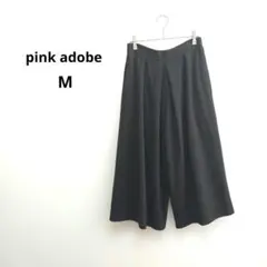 【ピンクアドベ】ワイドパンツ フレア ガウチョパンツ ダークブラウン M 裏地