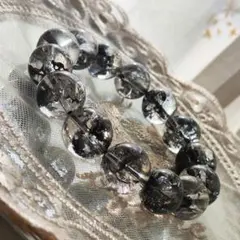 ◆最高品質◆ブラックエレスチャルクォーツ◆グラファイト◆ブレスレット◆天然石◆
