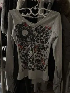 y2k グランジ 平成ギャル お兄系 スカル ピチT カットソー