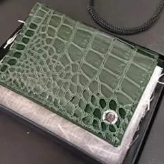 新品✨高級名刺入れ　カードケース　パスケース　ビジネス　メンズ　緑革調