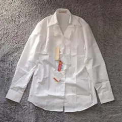 未使用 LES MUES ドレープフリル ホワイトストライプシャツ 11号