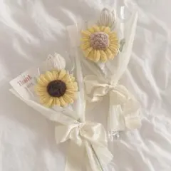 ✿ 韓国花束　モールフラワー　ひまわり　枯れないお花　イエローブーケ　ギフトのサムネイル