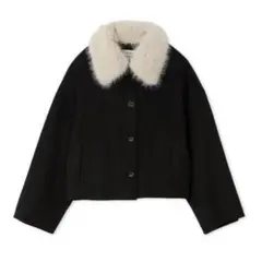 mila owen 2wayファーカラーリバーショートコート　ブラック