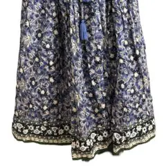 花柄100%コットンロングスカート,インド綿古着