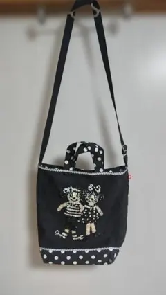 カーリーコレクション黒いドット柄肩掛けバッグ