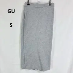 GU◇ロングスカート　タイト【S】グレー　ウエストゴム　カジュアル　スリット