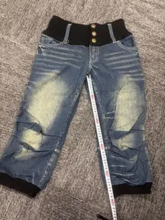 ANOTHER GROUND ウエストリブ クロップド デニムパンツ M