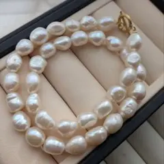 パールネックレス　淡水真珠　本真珠　冠婚葬祭　バロックパール　ステンレス　新品