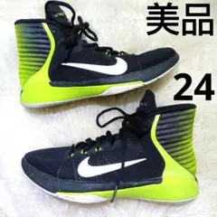 極美品　Nike バスケットシューズ 黒 ライム　ハイカット　24cm