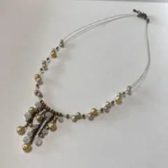 handmade♡ネックレス　ゴールド系　ビーズNo.34