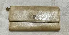 ANNA SUI ローズ模様 ゴールド 長財布 蝶チャーム付き