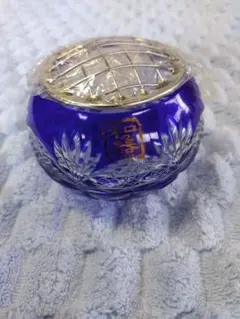 切子 花瓶 網付き (藍切子ミニローズボール)