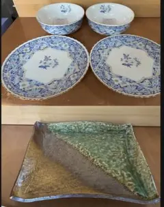 ◎新品◎未使用最後のお皿は差し上げます 陶器プレートボウル 角皿 5点セットのサムネイル