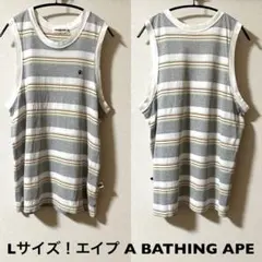Lサイズ！エイプ A BATHING APE 古着タンクトップ ボーダー 日本製