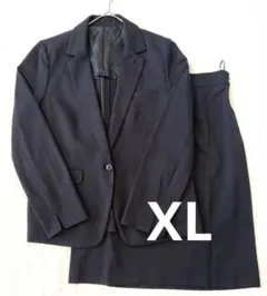 【洗える】スカートスーツ 上下セット XL 黒