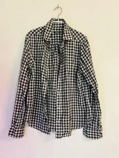 JOURNAL STANDARD 黒×白ギンガムチェック長袖シャツ 綿×麻