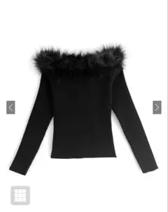 GRL ファーオフショルダーニットトップス