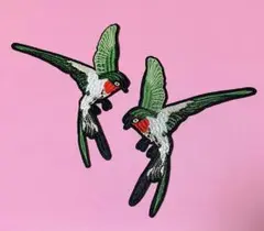 新品　鳥ワッペン　ペア　2点