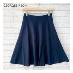 GEORGES RECH Aラインフレアスカート（36）ネイビー 日本製 通勤のサムネイル