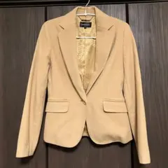 QUEENSCOURT ベージュジャケット カシミヤ30% サイズ1 チャーム付