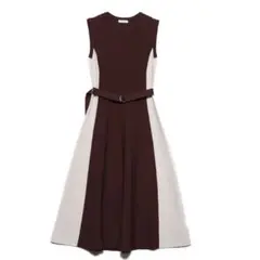 FRAY I.D バイカラーニットワンピース ブラウン