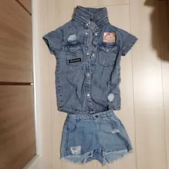 ダメージ加工Gジャン(薄手)　ショートパンツ　アナップキッズ