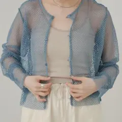 Kastane ブルーメッシュカーディガン