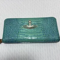 KENZO ケンゾー フラップ 長財布 エンボス レザー 水色 ブルー かぶせ 