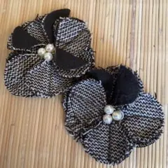 さらに値下げ　パンプス　クリップ　ツイード花　2個セット