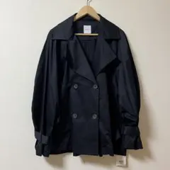Apart by lowrys黒 ダブルブレスト トレンチコート