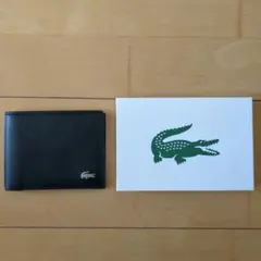 Lacoste 黒 レザー 二つ折り財布【箱付き】 定価12100円