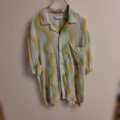 ZARA 半袖シャツ ウェーブ柄 Lサイズ