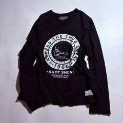 00s archive skull graphic v-neck ロンT y2k