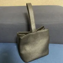 Hushtug ハッシュタグ　巾着レザーバッグ　 ブラック