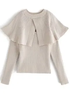 【GRL】ケープカラーリブニットトップス