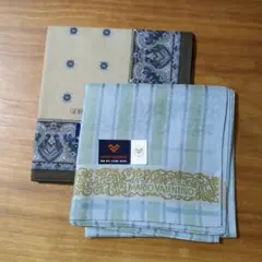MARIO VALENTINO ストライプハンカチ　2枚セット